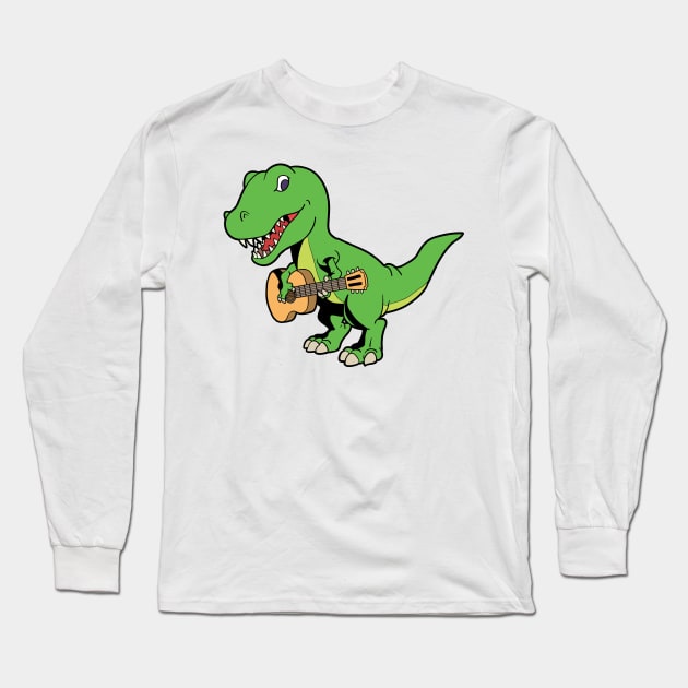 Comic TREX plays guitar Long Sleeve T-Shirt by Modern Medieval Design